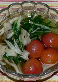 水菜と舞茸とミニトマトの煮浸し