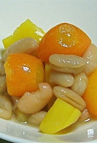 金柑と白いんげん豆，さつまいもの甘煮