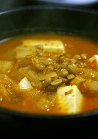 お豆腐たっぷり納豆キムチスープ