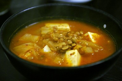 お豆腐たっぷり納豆キムチスープの写真