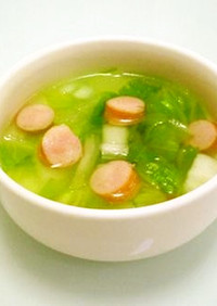白菜とウインナーの中華スープ