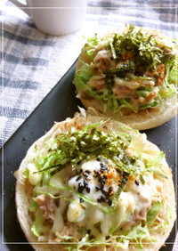 塩麹×葱・ツナ・キャベツの和風トースト