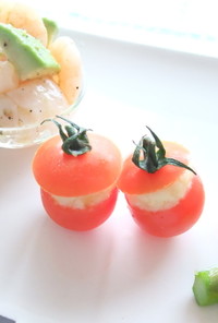 トマトのマッシュポテトづめ～柚子胡椒風味