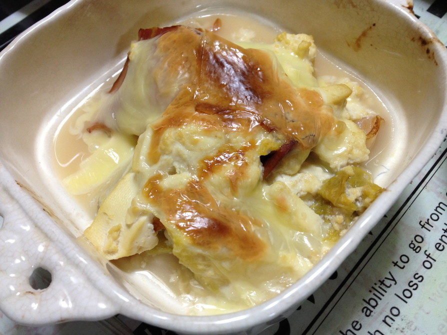 白菜とベーコンのチーズ焼きの画像