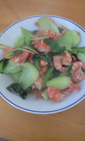 青梗菜のエビ炒め
