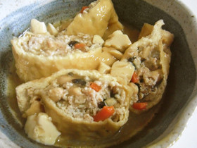 鶏ひき肉巾着の旨煮(豆腐&ひじき入)