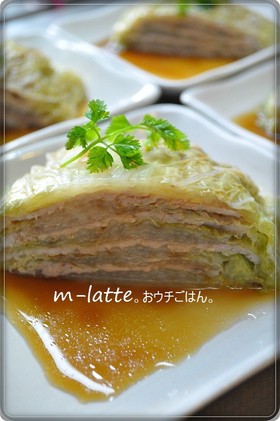 レンジで10分*豚と白菜のミルフィーユ。