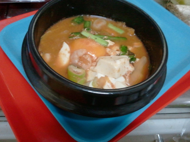 パスタスープを使った純豆腐（スンドゥブ）の画像