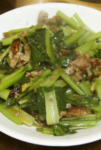 台湾料理～小松菜と豚肉の沙茶醤炒め