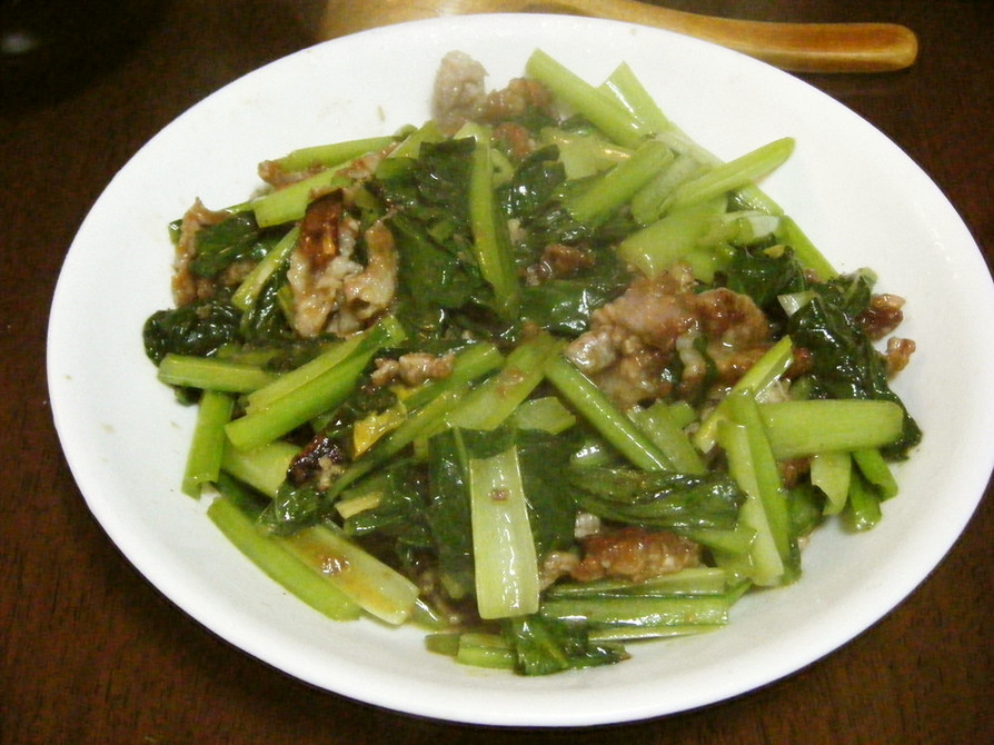 台湾料理～小松菜と豚肉の沙茶醤炒めの画像