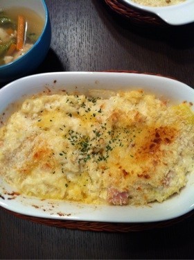 豆腐でホワイトソースグラタン