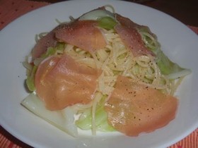 生ハムとキャベツのスパゲティ
