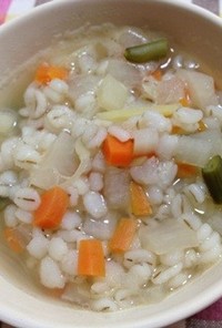 押し麦のほっこり生姜スープ