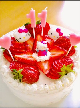 アメリカ★簡単★いちごのお誕生日ケーキ♬