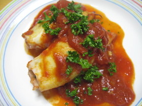やりいかの詰め物のトマト煮