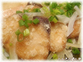 玉ねぎたっぷり★ワラサの即席和風マリネ★