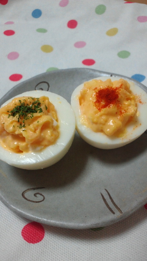 お弁当の彩りに☆からしマヨのゆで卵の画像