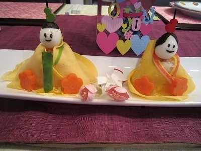 ひな祭りにどうぞ！お雛様の茶巾寿司の画像