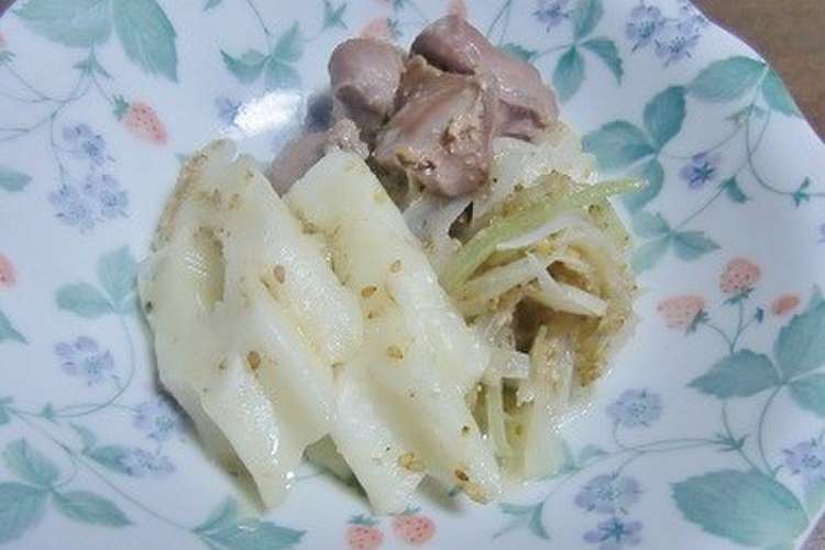 ちくわぶ 白髪ねぎ 砂肝のごま白だし味 レシピ 作り方 By 小世界 クックパッド 簡単おいしいみんなのレシピが367万品