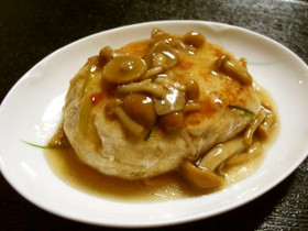チーズ入り豆腐カニバーグなめこ甘酢だれ