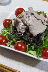 【健康サラダ】ひじきの麺の豚しゃぶサラダ