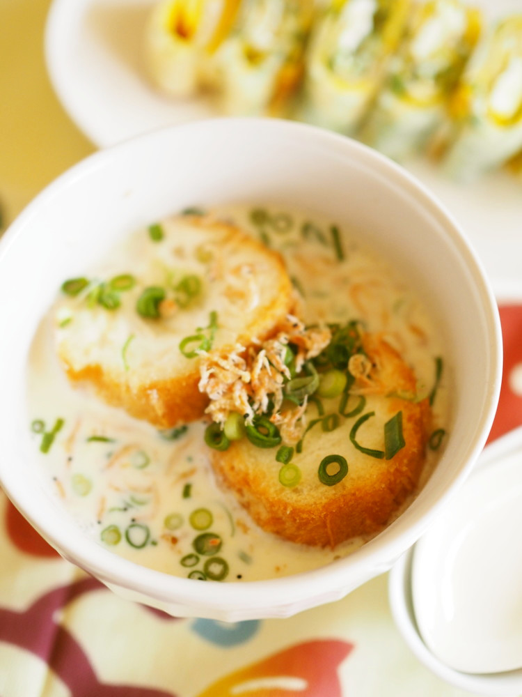 朝食に台湾風豆乳スープ♪鹹豆漿の画像