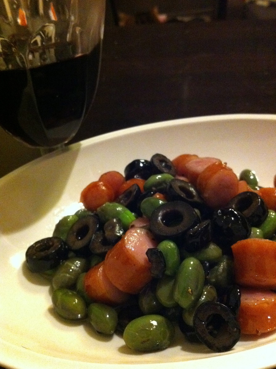 こくうま♪枝豆と黒オリーブ炒め♪の画像
