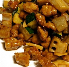 豚肉とズッキーニとレンコンの炒め