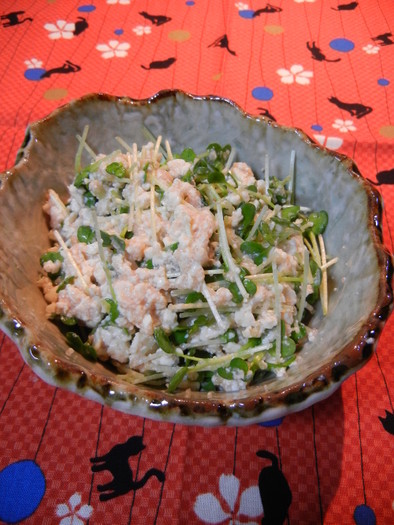 ヘルシーレシピ♡豆腐と貝割れのたらこ和えの写真