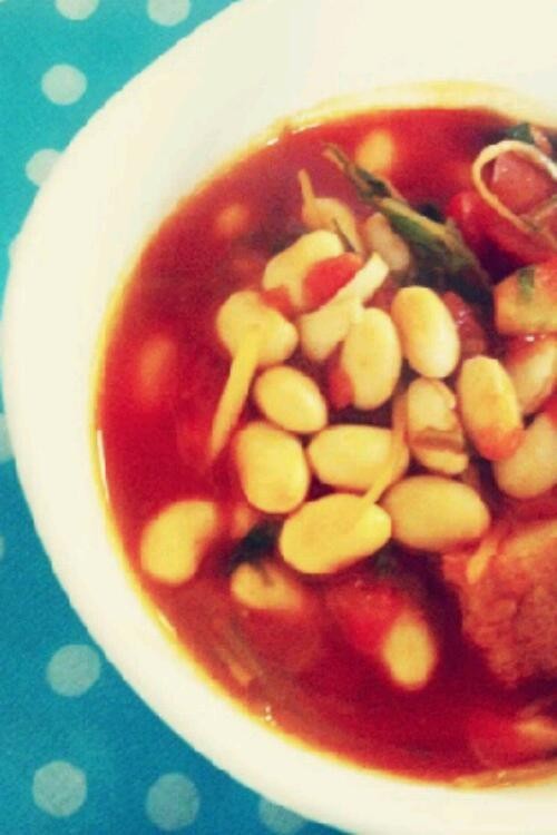 簡単☆お豆のトマト煮スープの画像