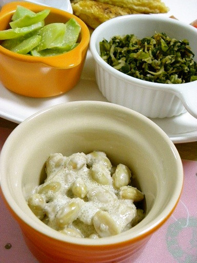 蒸し豆の明太マヨーグルト和えの写真