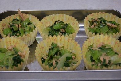 冷凍保存お弁当★チンゲン菜とツナ炒めの写真