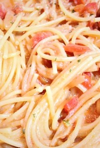 シーチキンの豆乳トマトスパゲッティ