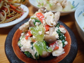 『塩麹でチンゲン菜の白和え味噌風味』