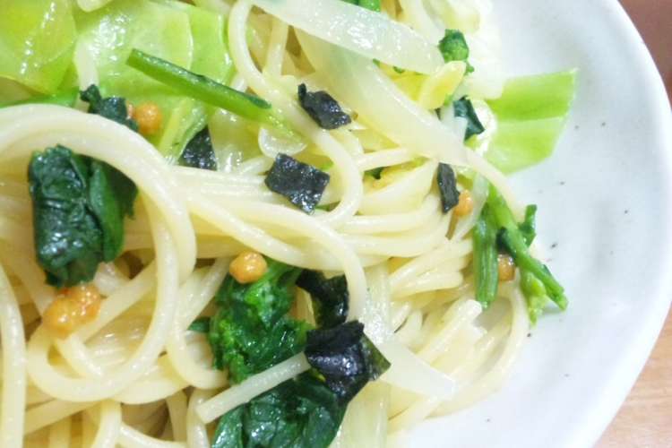 おばあちゃんの菜の花inお茶漬けパスタ レシピ 作り方 By まなたけ クックパッド