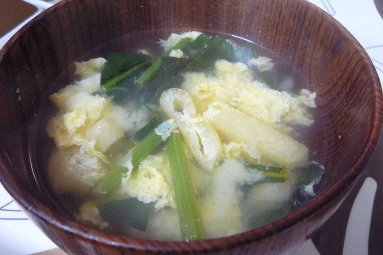 定番 ほうれん草 油揚げ 卵のお味噌汁 レシピ 作り方 By ママんま クックパッド