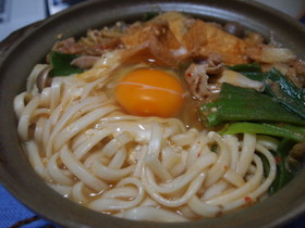 うどん入り♪テンジャンキムチチゲ