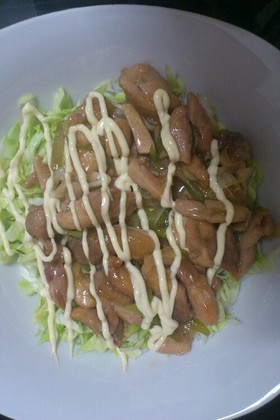 キャベツ山盛り鶏の照り照りしょうが焼き★