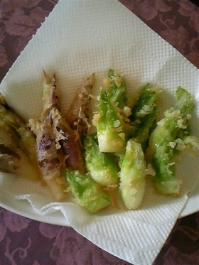 つぼみ菜の天ぷら