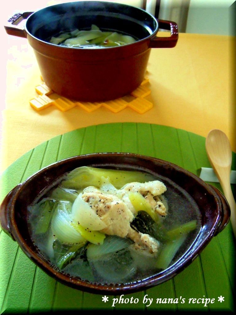 小松菜とダブルねぎ＆手羽元の美肌鍋の画像