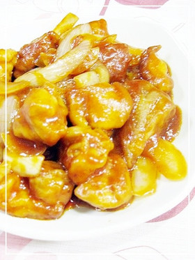 簡単☆鶏もも肉と玉ねぎのケチャップ炒め