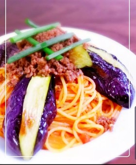 ★なすとひき肉の辛味スパゲッティ★