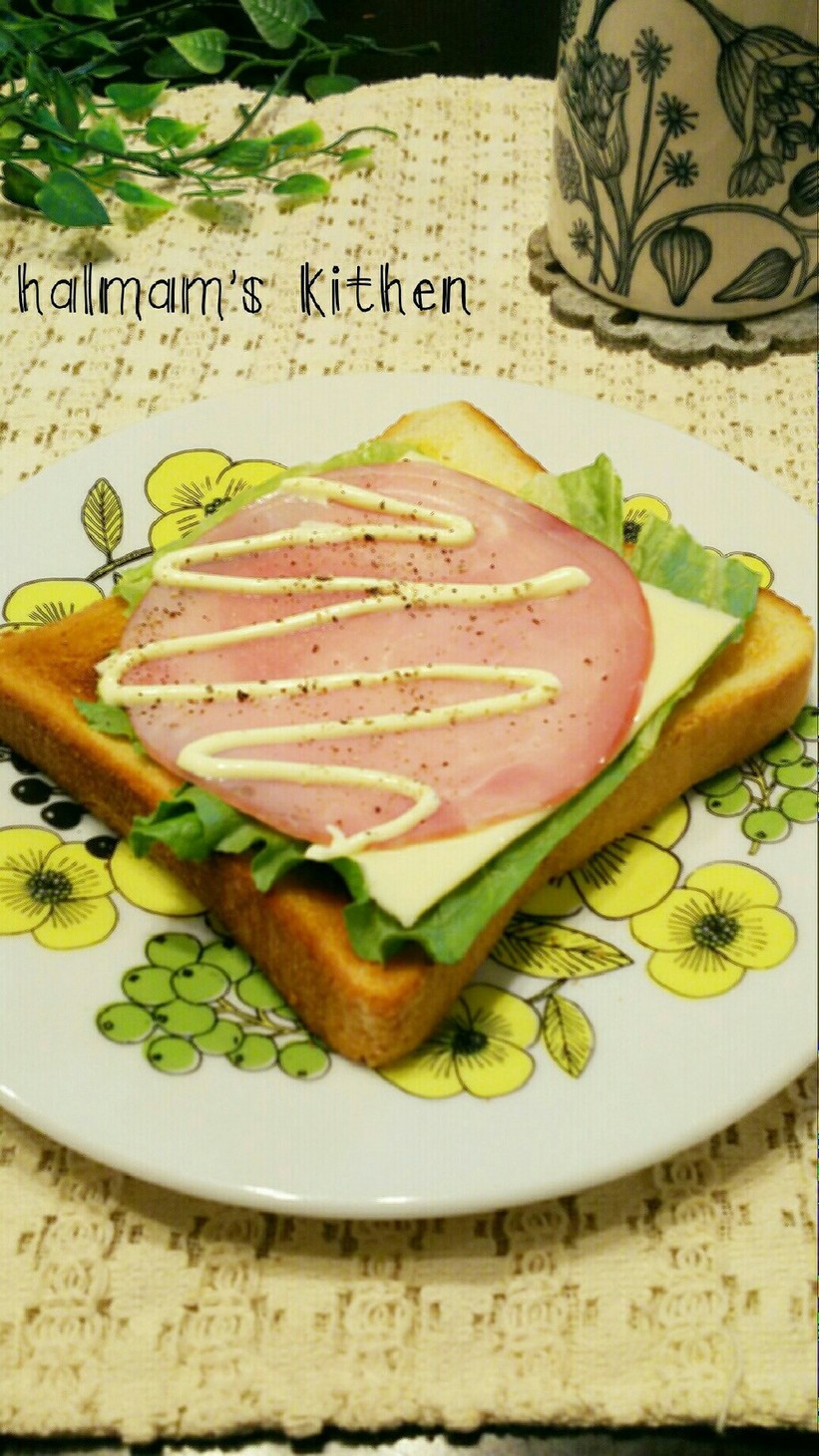 サンドイッチ風♡ハムチーズレタストーストの画像