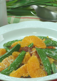 スナップエンドウの柑橘サラダ