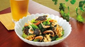 のり天と小松菜の甘辛炒め