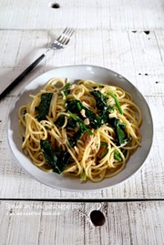 ちぢみほうれん草とツナの柚胡椒パスタの写真