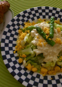 キャベツアスパラ卵サラダ