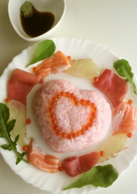 ♡  ピンクのハートの海鮮寿司 ♡ 