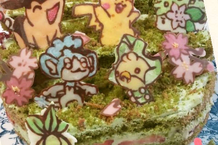 キャラデコ抹茶ケーキ ポケモン春桜祭 レシピ 作り方 By 幸せまちこ クックパッド