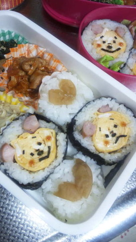 キャラ弁*プーさん巻き寿司♪+゜
